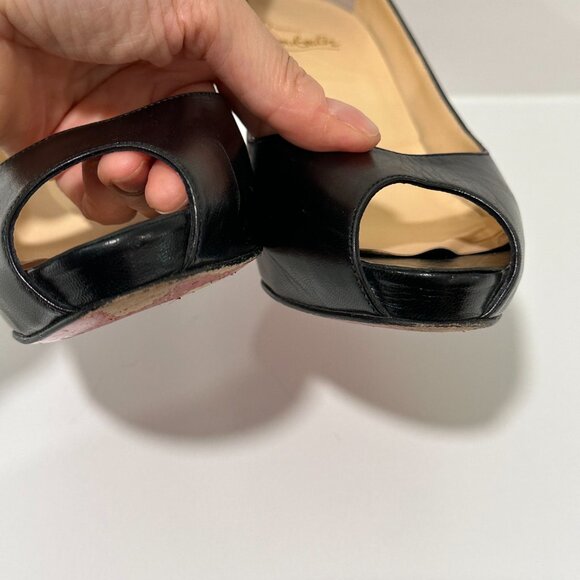 Christian Louboutin Black Leather Platform Peep Toe Heels Pumps Size 38.5 - Picture 5 of 16